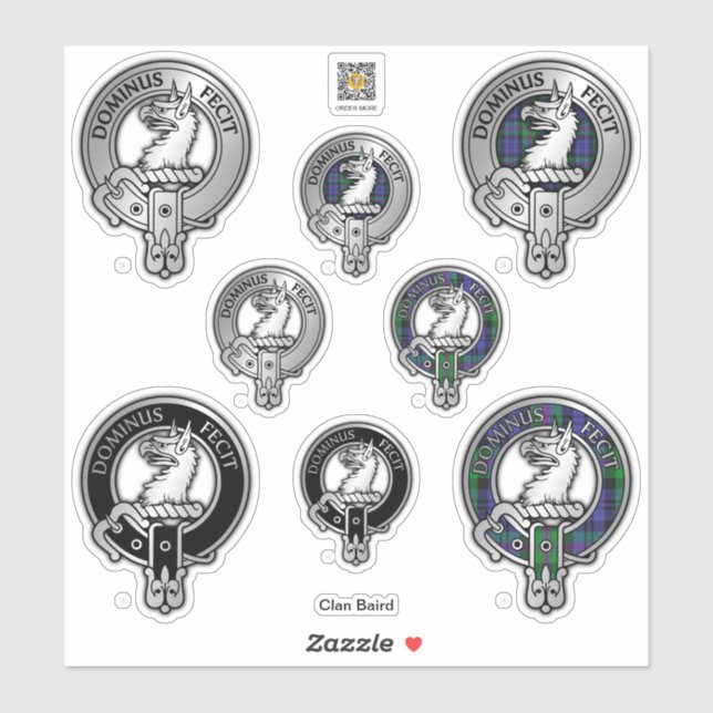 Clan Baird Crest & Tartan Sticker (Sheet)
