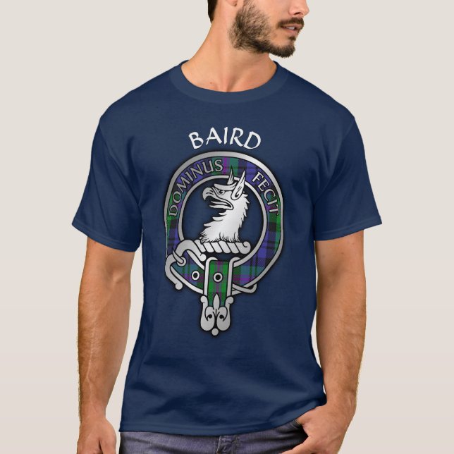 Clan Baird Crest & Tartan T-Shirt (Front)