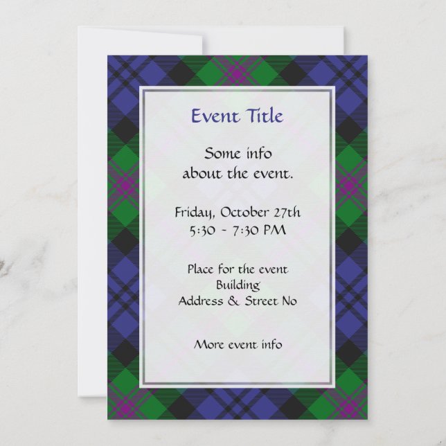 Clan Baird Tartan Invitation (Back)