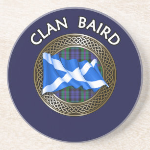 Clan Baird Tartan Knot & Flag Coaster