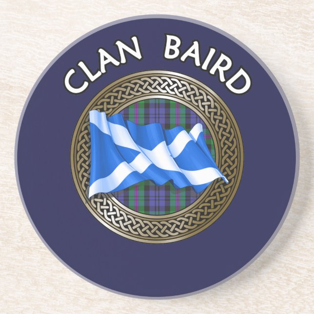 Clan Baird Tartan Knot & Flag Coaster (Front)