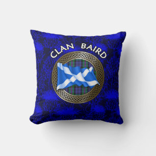 Clan Baird Tartan Knot & Flag Cushion