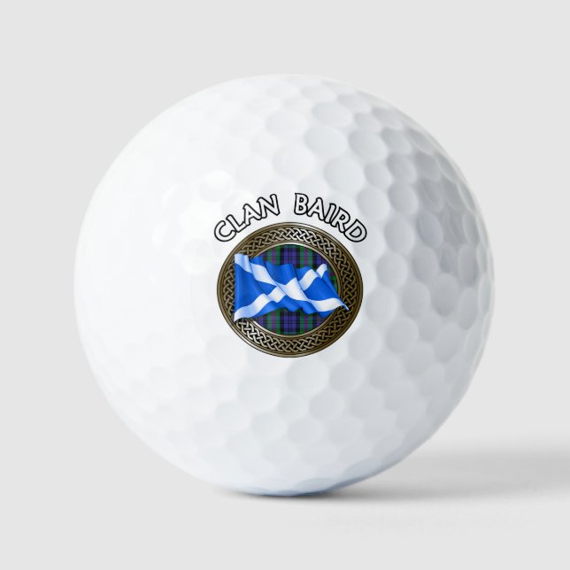 Clan Baird Tartan Knot & Flag Golf Balls (Front)
