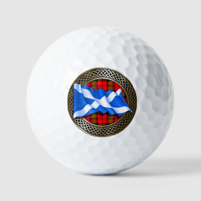 Clan Baird Tartan Knot & Flag Golf Balls (Front)