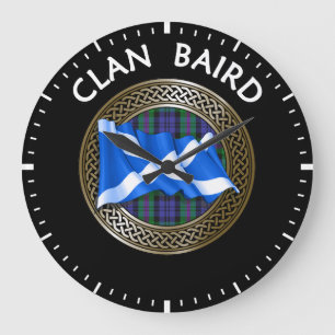 Clan Baird Tartan Knot & Flag Large Clock