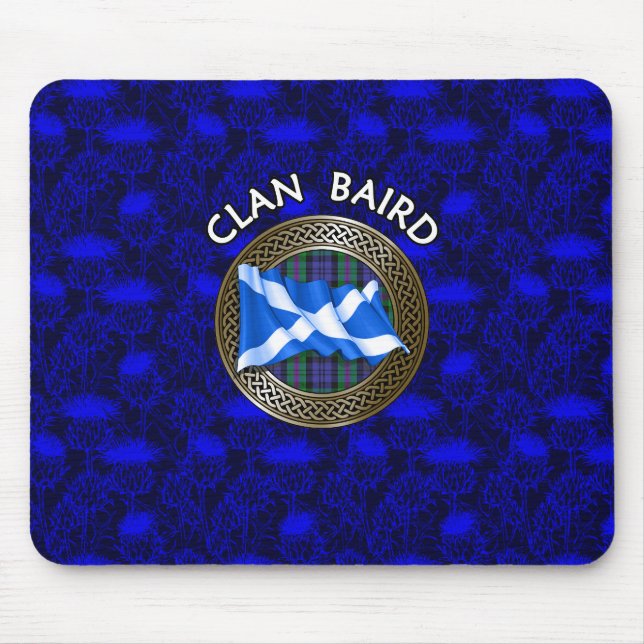 Clan Baird Tartan Knot & Flag Mouse Mat (Front)