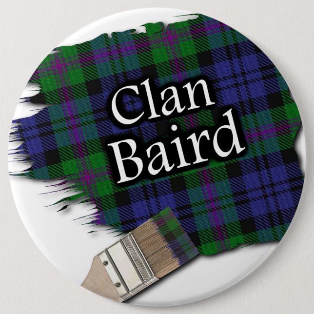 Clan Baird Tartan Paint Brush 6 Cm Round Badge (Front)