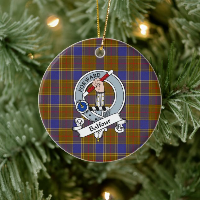 Clan Balfour Modern Badge Tartan Plaid Ceramic Tree Decoration (Tree)