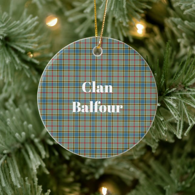 Clan Balfour Tartan Ceramic Tree Decoration (Tree)