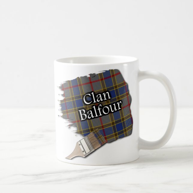 Clan Balfour Tartan Paint Brush Cup Mug (Right)