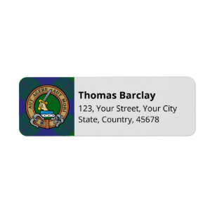 Clan Barclay Crest over Tartan