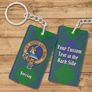Clan Barclay Crest over Tartan Key Ring