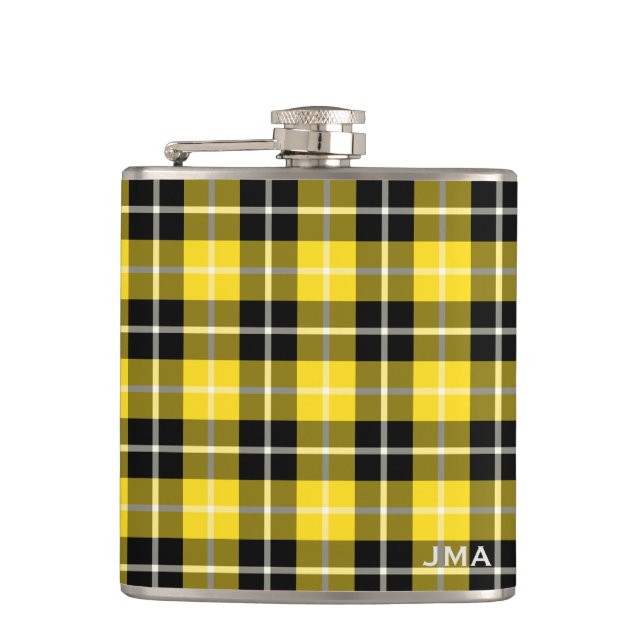 Clan Barclay Dress Tartan Monogrammed Hip Flask (Front)