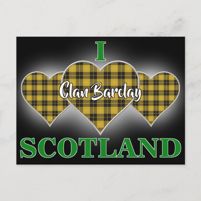 Clan Barclay I Love Scotland Tartan Heart Postcard (Front)