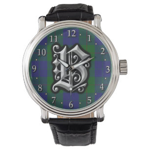 Clan Barclay Letter B Monogram Hunting Tartan Watch