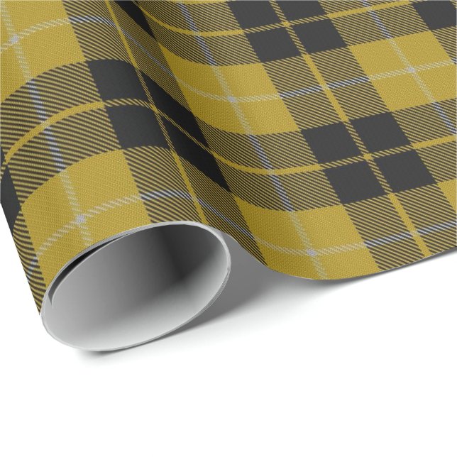 Clan Barclay Scottish Dress Yellow Black Tartan Wrapping Paper (Roll Corner)