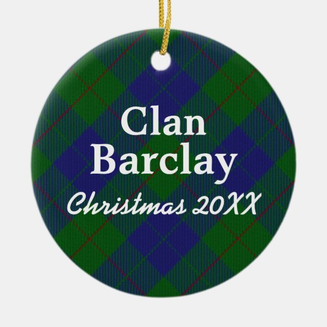 Clan Barclay Scottish Hunting Tartan Ceramic Tree Decoration (Front)