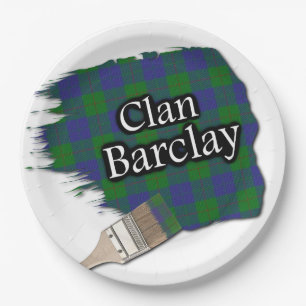 Clan Barclay Scottish Tartan Paint Brush Paper Plate