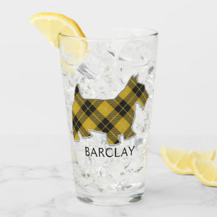 Clan Barclay Tartan Scottie Dog Glass