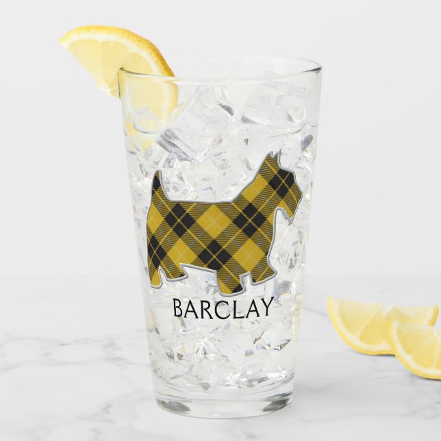 Clan Barclay Tartan Scottie Dog Glass (Front Ice)