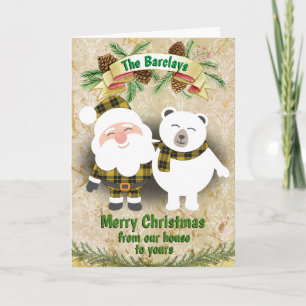 Clan Barclay Yellow Dress Tartan Plaid Christmas Holiday Card