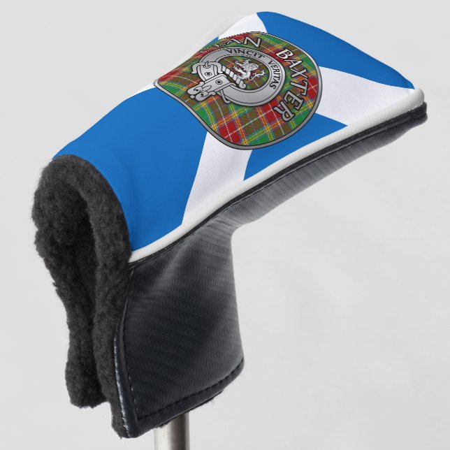 Clan Baxter Crest & Tartan Golf Head Cover (3/4 Front)