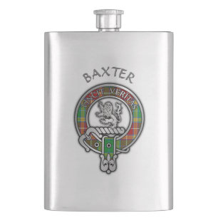 Clan Baxter Crest & Tartan Hip Flask