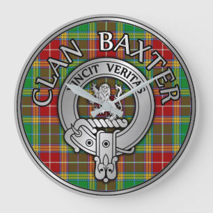 Clan Baxter Crest & Tartan Large Clock