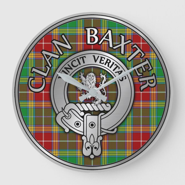 Clan Baxter Crest & Tartan Large Clock (Front)