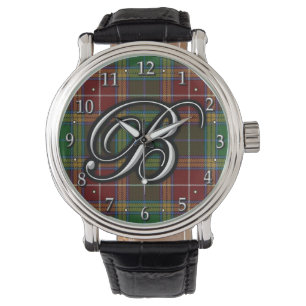 Clan Baxter Letter B Monogram Tartan Watch