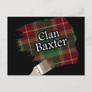 Clan Baxter Scottish Tartan Paint Brush Postcard