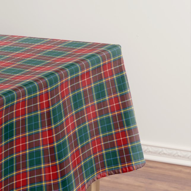 Clan Baxter Tartan Forest Green and Red Plaid Tablecloth (In Situ)
