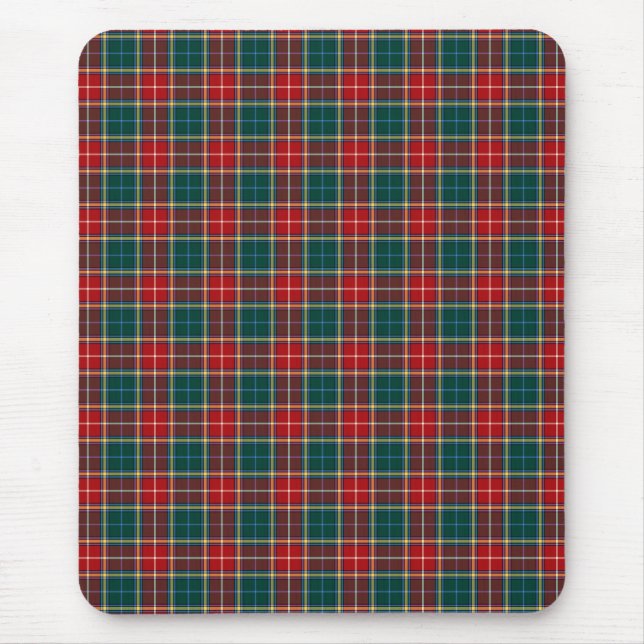 Clan Baxter Tartan Red and Forest Green Plaid Mouse Mat (Front)