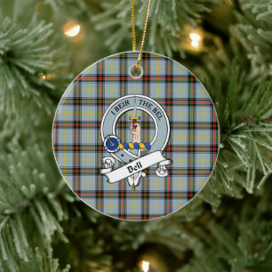 Clan Bell Badge Tartan Plaid Ceramic Tree Decoration