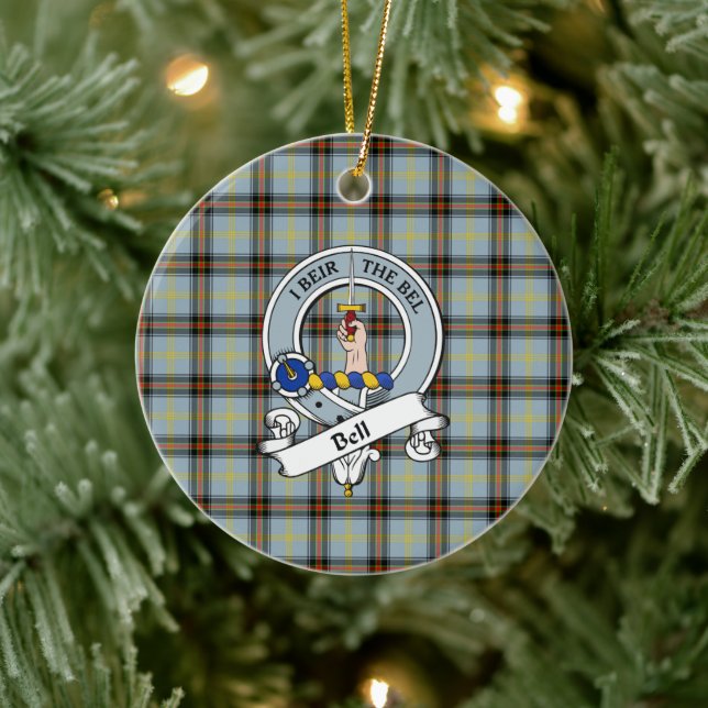 Clan Bell Badge Tartan Plaid Ceramic Tree Decoration (Tree)