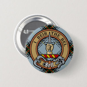 Clan Bell Crest over Tartan 6 Cm Round Badge