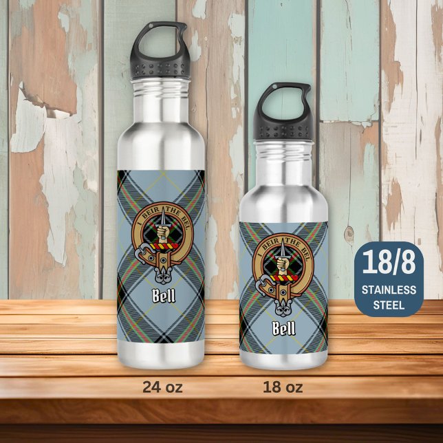 Clan Bell Crest over Tartan 710 Ml Water Bottle (Creator Uploaded)
