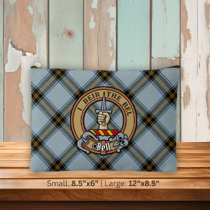 Clan Bell Crest over Tartan Accessory Pouch