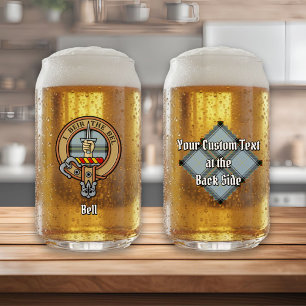 Clan Bell Crest over Tartan Can Glass
