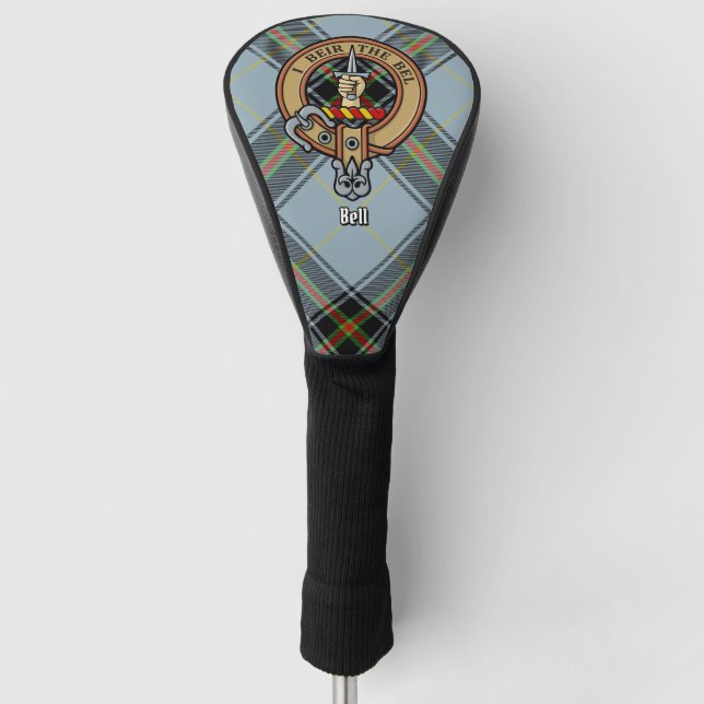 Clan Bell Crest over Tartan Golf Head Cover (Front)