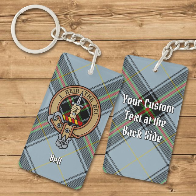 Clan Bell Crest over Tartan Key Ring (Creator Uploaded)