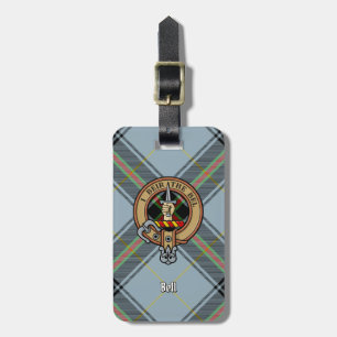 Clan Bell Crest over Tartan Luggage Tag