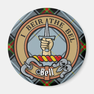 Clan Bell Crest over Tartan Magnet