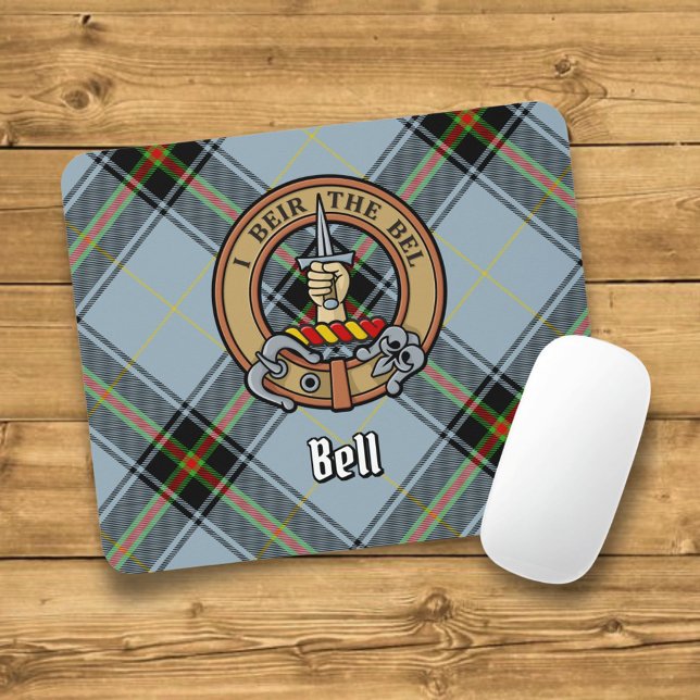 Clan Bell Crest over Tartan Mouse Mat (Creator Uploaded)