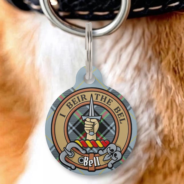 Clan Bell Crest over Tartan Pet Tag (Creator Uploaded)