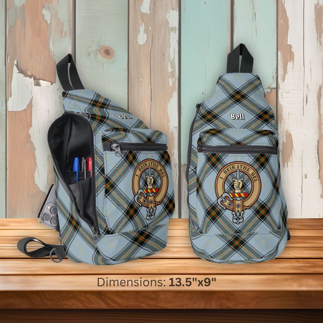 Clan Bell Crest over Tartan Sling Bag (Creator Uploaded)