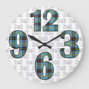 Clan Bell Tartan Plaid  Large Clock