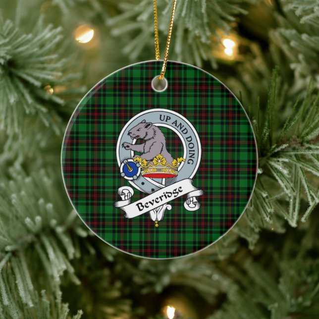 Clan Beveridge Badge Tartan Plaid Ceramic Tree Decoration (Tree)