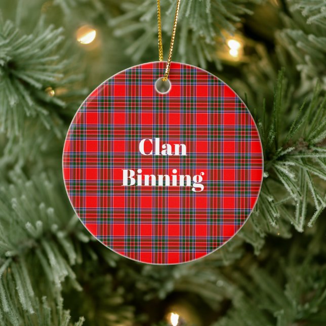 Clan Binning Tartan Ceramic Tree Decoration (Tree)