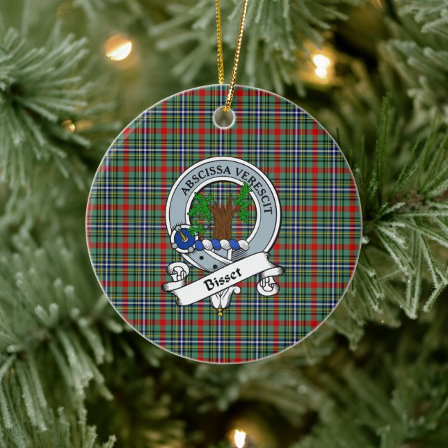 Clan Bisset Badge Tartan Plaid Ceramic Tree Decoration (Tree)